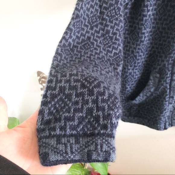 BLUE hooded zip up knit soft cozy sweater - Picture 3 of 12